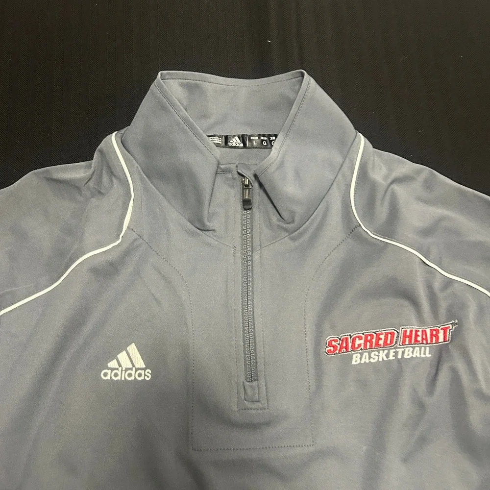 Adidas Sacred Heart Basketball Team Issued Quarter Zip Pullover Gray Mens L